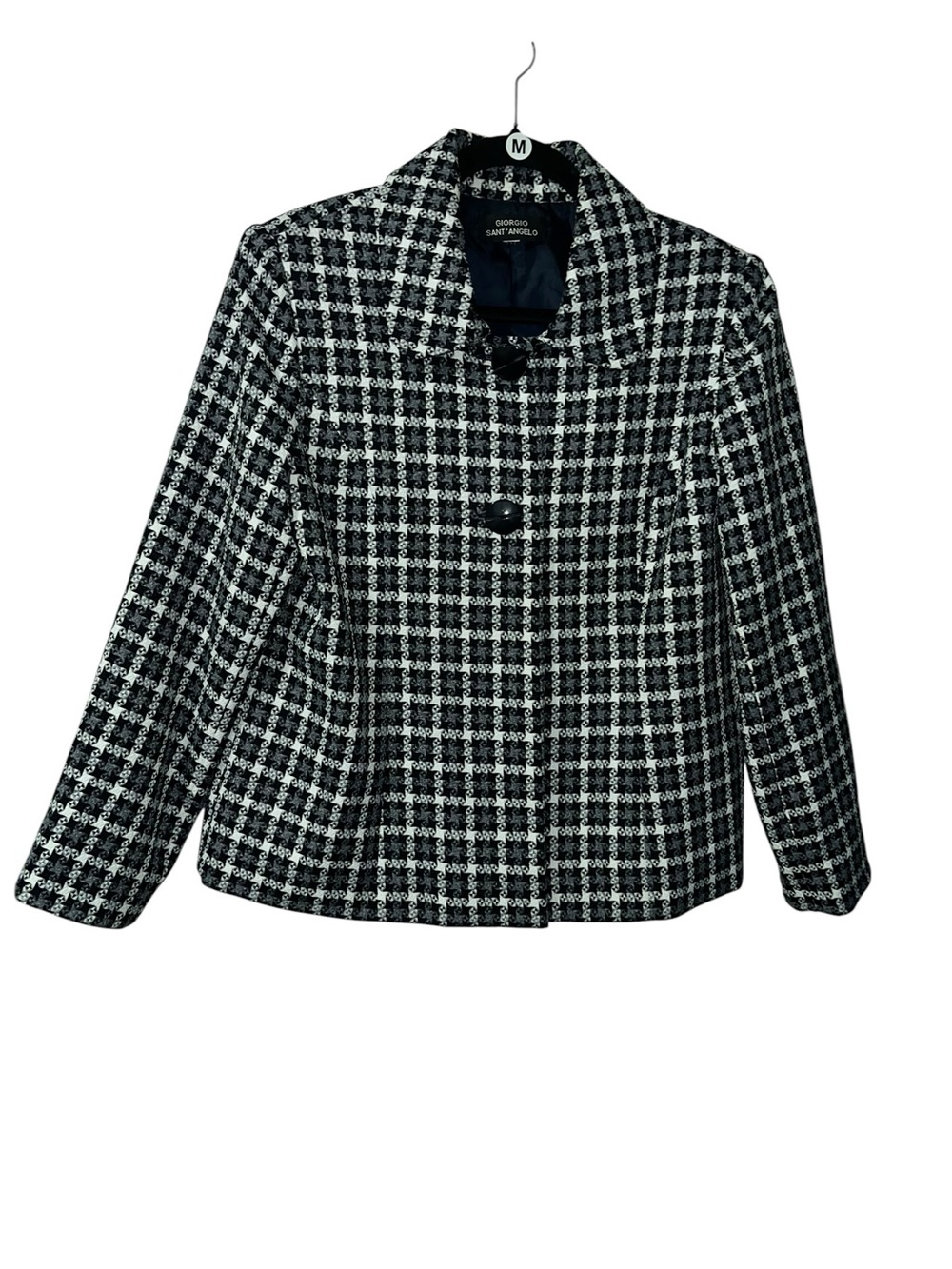 Sant Angelo Black & White Checked Bouclé Blazer no size PTP 21